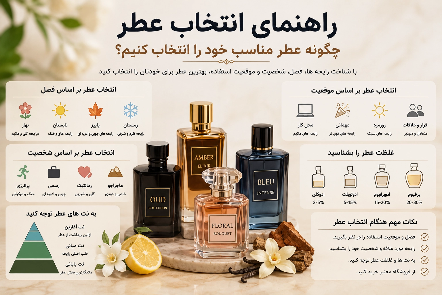 راهنمای انتخاب عطر | چگونه عطر مناسب خود را انتخاب کنیم؟